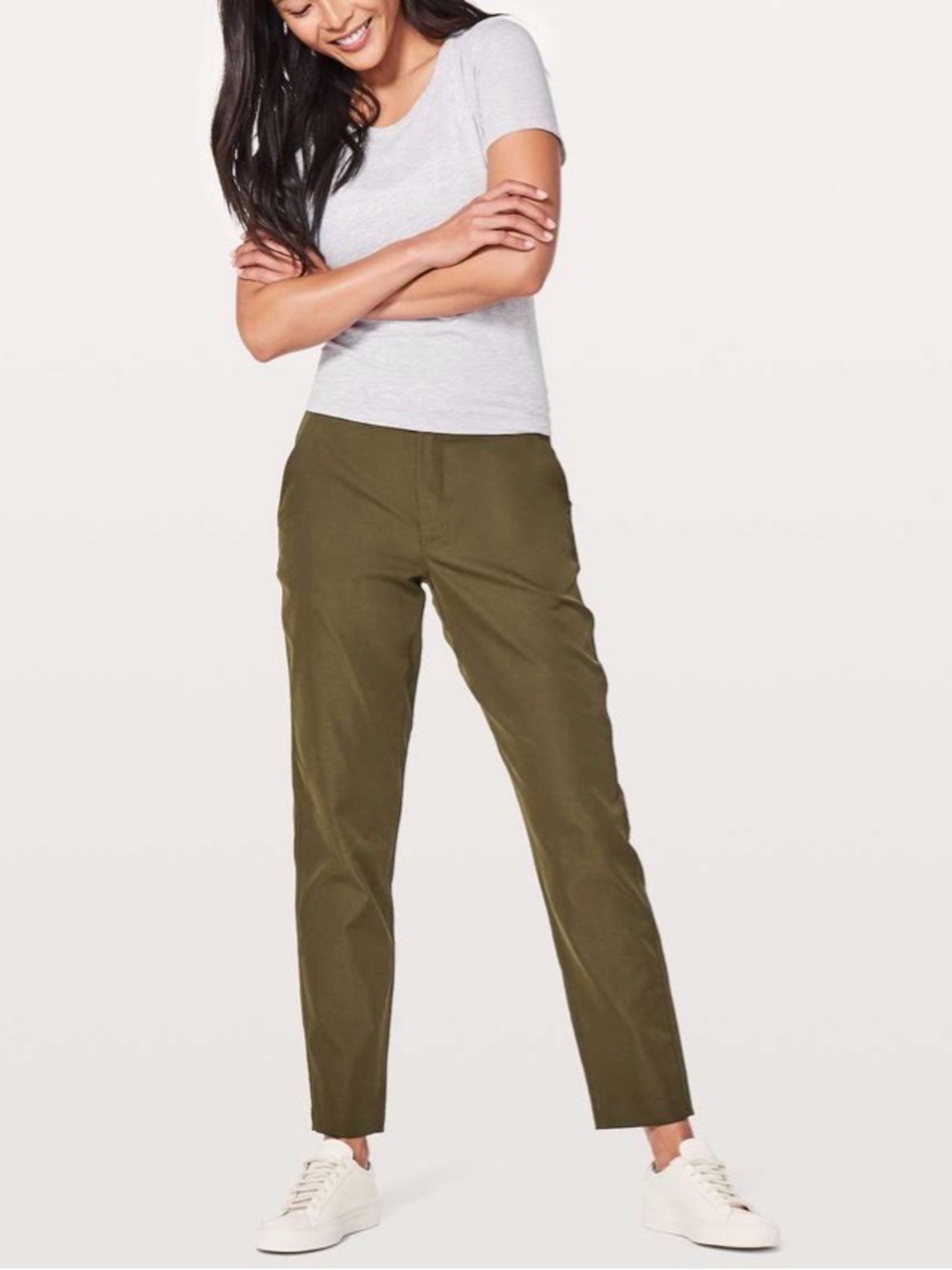 Lululemon Size 8 City Trek Trouser Pants Military Green Reflective